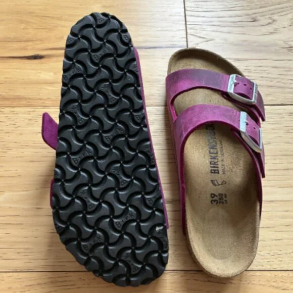 NEW Birkenstock Made in Germany Arizona BS Sandals - Oiled Leathe Fuchsia unisex - Picture 13 of 14